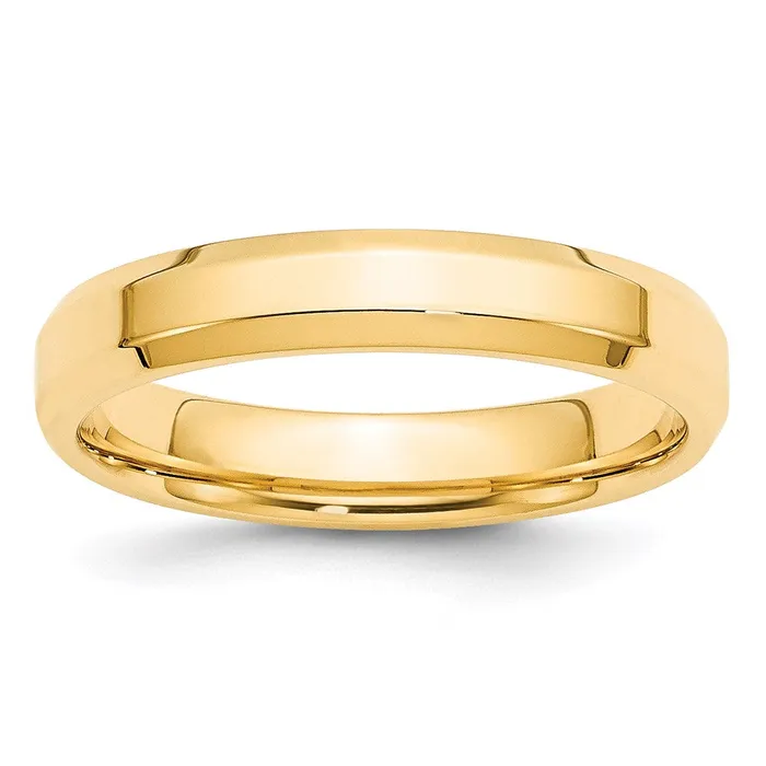 Goldia Rings Solid 14K Yellow Gold 4mm Bevel Edge Comfort Fit MensWomens Wedding Band Ring Size 85