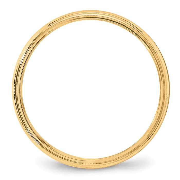 Goldia Rings Solid 14K Yellow Gold 4mm Milgrain HalfRound Wedding MensWomens Wedding Band Ring Size 10