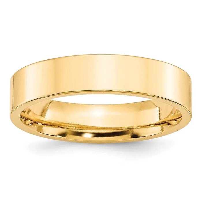 Goldia Rings Solid 14K Yellow Gold 5mm Standard Flat Comfort Fit MensWomens Wedding Band Ring Size 6