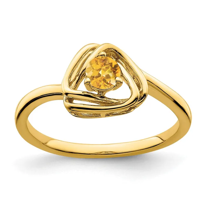 Goldia Rings Solid 14k Yellow Gold Simulated Citrine Triangle Ring