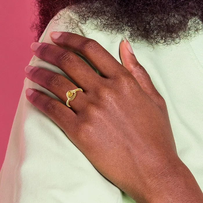 Goldia Rings Solid 14k Yellow Gold Simulated Citrine Triangle Ring