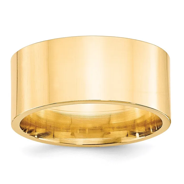 Goldia Rings Solid 18K Yellow Gold 10mm Standard Flat Comfort Fit MensWomens Wedding Band Ring Size 45