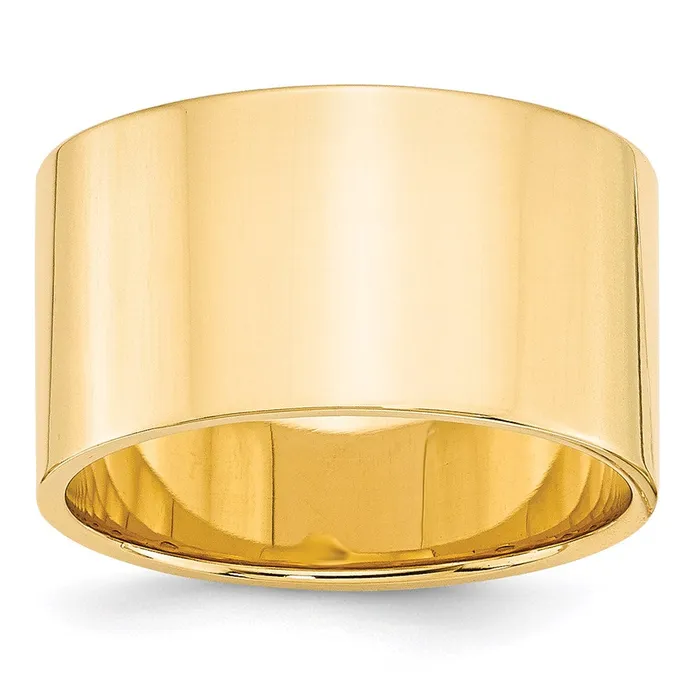 Goldia Rings Solid 18K Yellow Gold 12mm Light Weight Flat MensWomens Wedding Band Ring Size 12