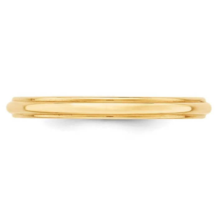 Goldia Rings Solid 18K Yellow Gold 25mm Half Round with Edge MensWomens Wedding Band Ring Size 85
