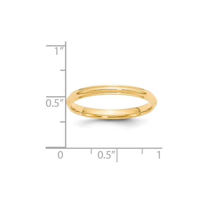 Goldia Rings Solid 18K Yellow Gold 25mm Half Round with Edge MensWomens Wedding Band Ring Size 85
