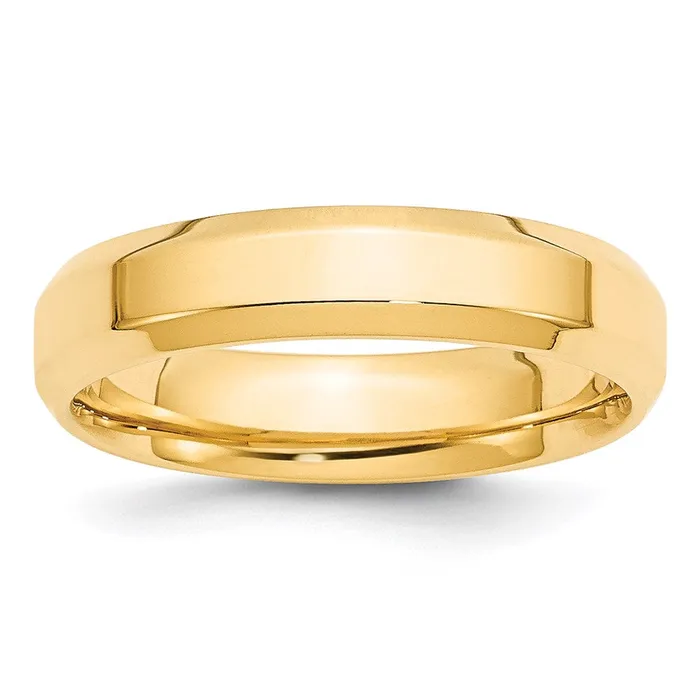 Goldia Rings Solid 18K Yellow Gold 5mm Bevel Edge Comfort Fit MensWomens Wedding Band Ring Size 55