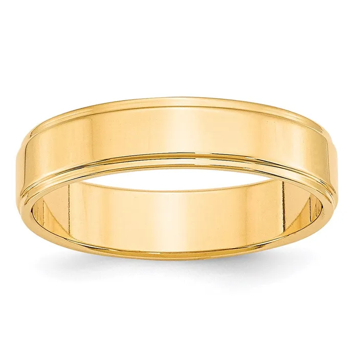 Goldia Rings Solid 18K Yellow Gold 5mm Flat with Step Edge MensWomens Wedding Band Ring Size 45