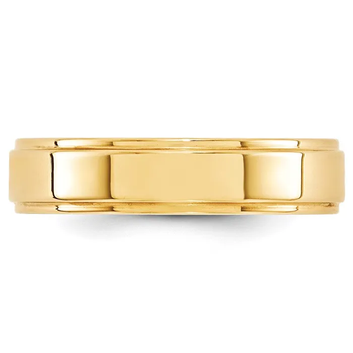 Goldia Rings Solid 18K Yellow Gold 5mm Flat with Step Edge MensWomens Wedding Band Ring Size 45