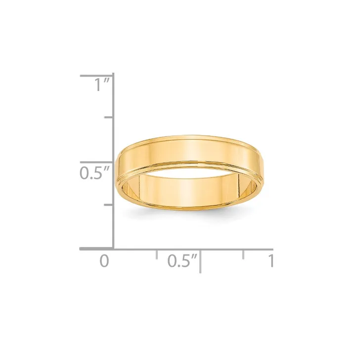 Goldia Rings Solid 18K Yellow Gold 5mm Flat with Step Edge MensWomens Wedding Band Ring Size 45