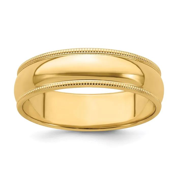 Goldia Rings Solid 18K Yellow Gold 6mm Milgrain HalfRound Wedding MensWomens Wedding Band Ring Size 6 Goldia Rings Solid 18K Yellow Gold 6mm Milgrain HalfRound Wedding MensWomens Wedding Band Ring Size 6