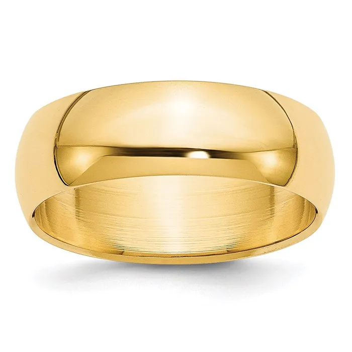 Goldia Rings Solid 18K Yellow Gold 7mm HalfRound Wedding MensWomens Wedding Band Ring Size 105