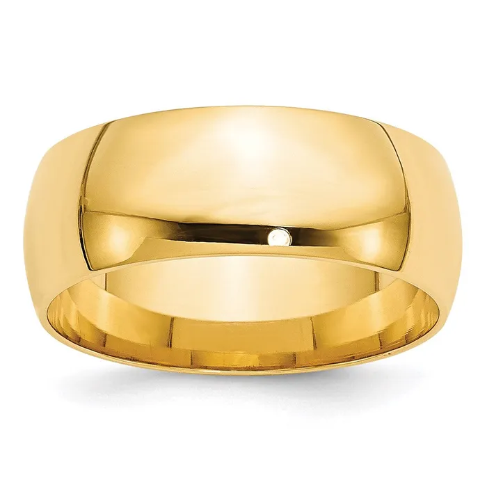 Goldia Rings Solid 18K Yellow Gold 8mm Light Weight Comfort Fit MensWomens Wedding Band Ring Size 10