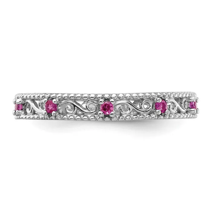 Goldia Rings Sterling Silver Stackable Expressions Created Ruby Ring