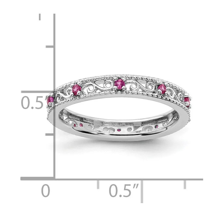 Goldia Rings Sterling Silver Stackable Expressions Created Ruby Ring