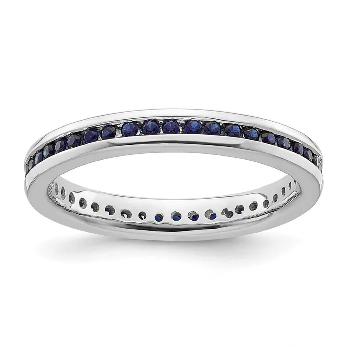 Goldia Rings Sterling Silver Stackable Expressions Polished Created Sapphire Ring Goldia Rings Sterling Silver Stackable Expressions Polished Created Sapphire Ring