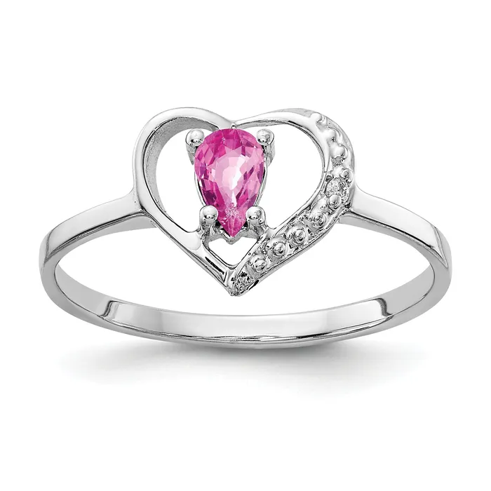 Goldia Solid 14k White Gold 5x3mm Pear PinK Simulated Sapphire AA CZ Ring Rings Goldia Solid 14k White Gold 5x3mm Pear PinK Simulated Sapphire AA CZ Ring Rings