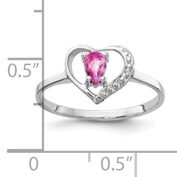 Goldia Solid 14k White Gold 5x3mm Pear PinK Simulated Sapphire AA CZ Ring Rings