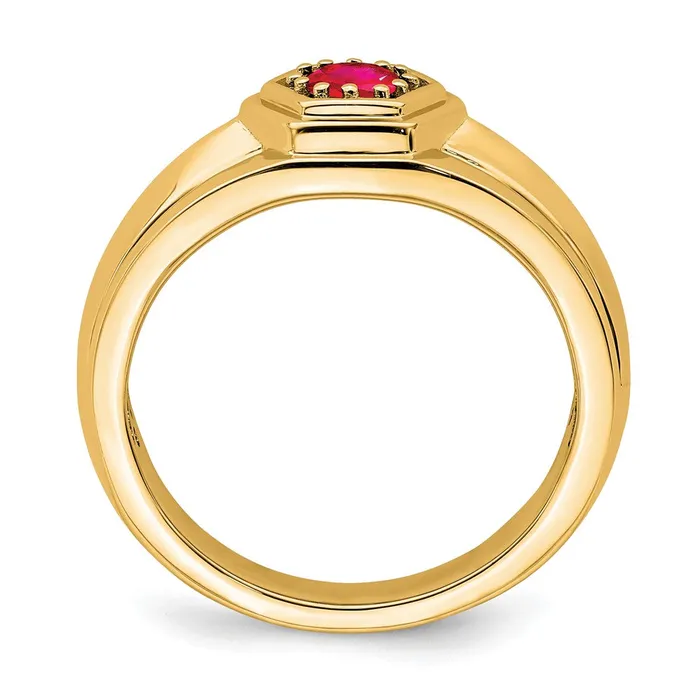 Goldia Solid 14k Yellow Gold Simulated Ruby Mens Ring Rings