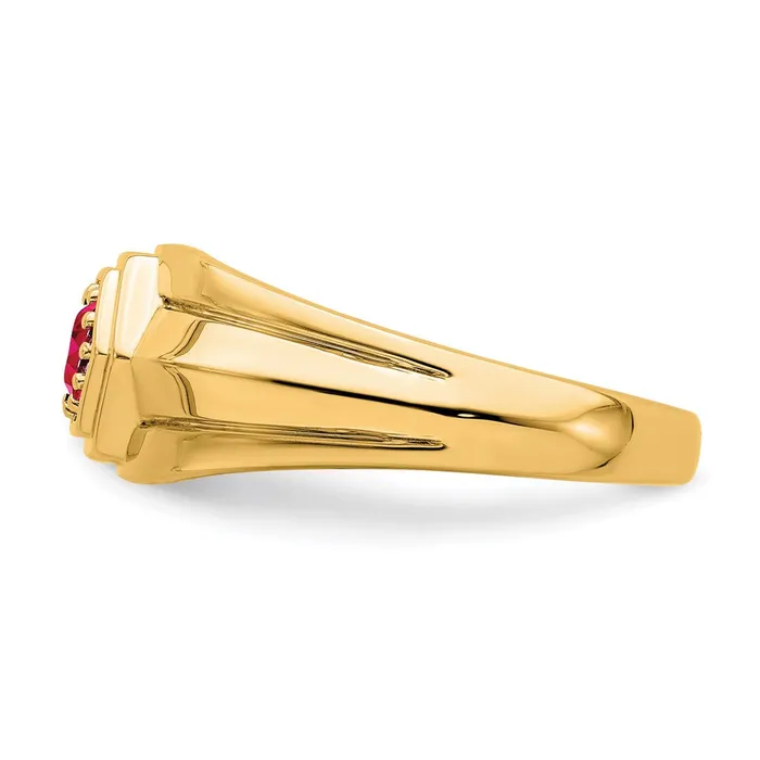 Goldia Solid 14k Yellow Gold Simulated Ruby Mens Ring Rings