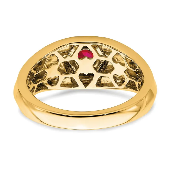 Goldia Solid 14k Yellow Gold Simulated Ruby Mens Ring Rings