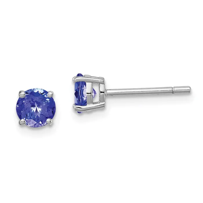 Goldia Sterling Silver Rhodiumplated Round Tanzanite Post Earrings Earrings