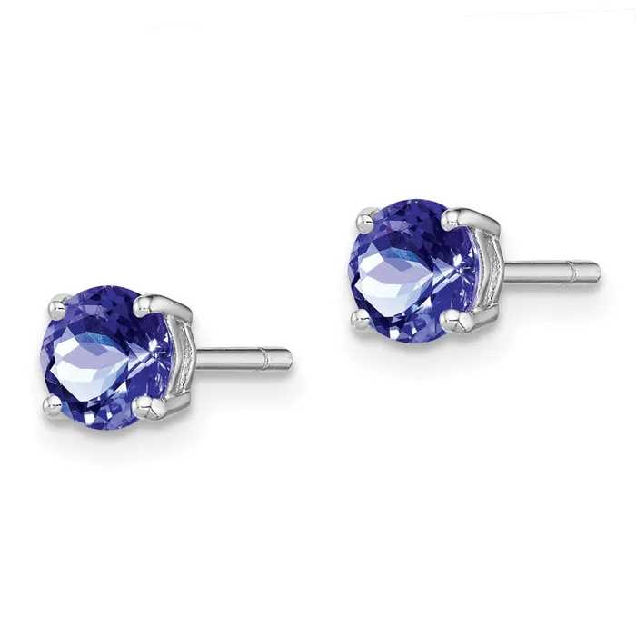 Goldia Sterling Silver Rhodiumplated Round Tanzanite Post Earrings Earrings