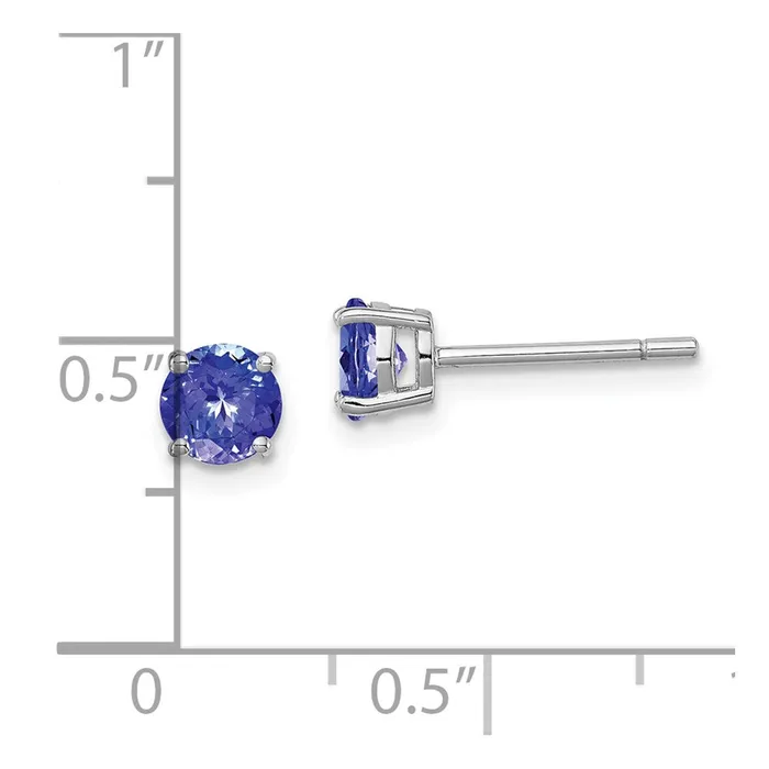 Goldia Sterling Silver Rhodiumplated Round Tanzanite Post Earrings Earrings