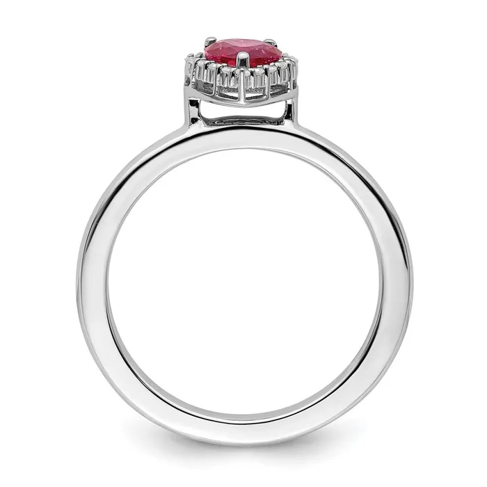 Goldia Sterling Silver Stackable Expressions Cr Ruby Heart Diamond Ring Rings