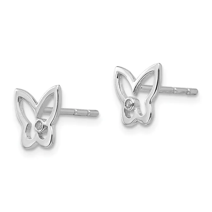 Goldia White Ice Sterling Silver Rhodiumplated Diamond Butterfly Post Earrings Earrings