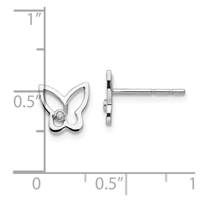 Goldia White Ice Sterling Silver Rhodiumplated Diamond Butterfly Post Earrings Earrings