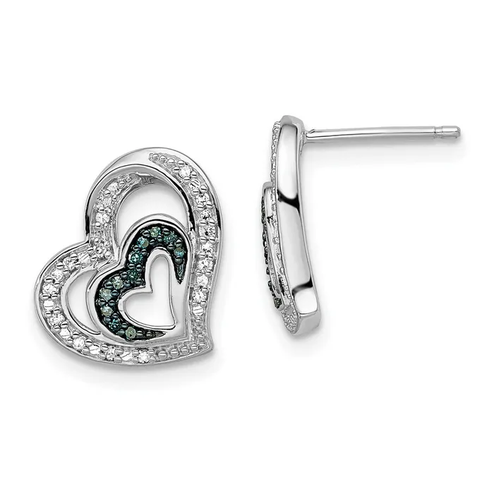 Goldia White Night Sterling Silver Rhodiumplated Blue and White Diamond Heart Post Earrings Earrings Goldia White Night Sterling Silver Rhodiumplated Blue and White Diamond Heart Post Earrings Earrings