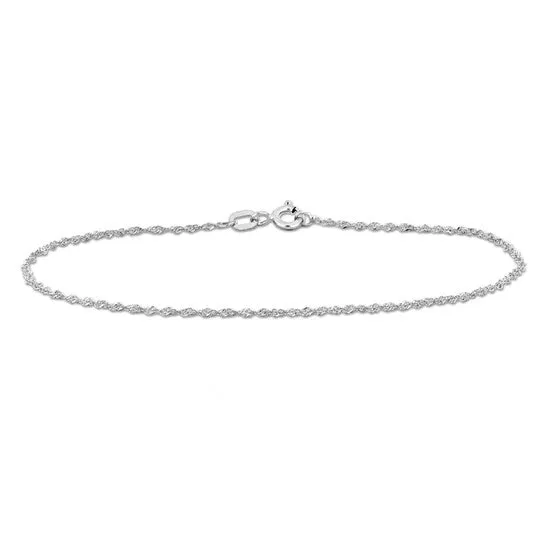 JMS always Bracelets Original Amour 12mm Sparkling Singapore Bracelet in 14k White Gold 9 in