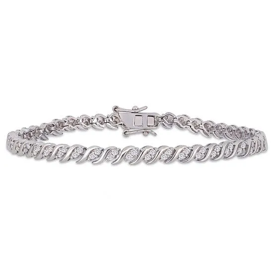 JMS always Bracelets Original AMOUR 1 CT TW Diamond Sshape Tennis Bracelet In Sterling Silver JMS always Bracelets Original AMOUR 1 CT TW Diamond Sshape Tennis Bracelet In Sterling Silver