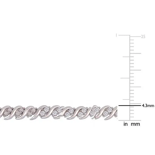 JMS always Bracelets Original AMOUR 1 CT TW Diamond Sshape Tennis Bracelet In Sterling Silver JMS always Bracelets Original AMOUR 1 CT TW Diamond Sshape Tennis Bracelet In Sterling Silver