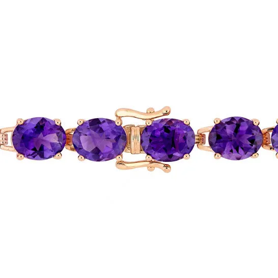 JMS always Bracelets Original AMOUR 36 CT TGW Ovalcut Africaamethyst Tennis Bracelet In Rose Gold Plated Sterling Silver JMS always Bracelets Original AMOUR 36 CT TGW Ovalcut Africaamethyst Tennis Bracelet In Rose Gold Plated Sterling Silver