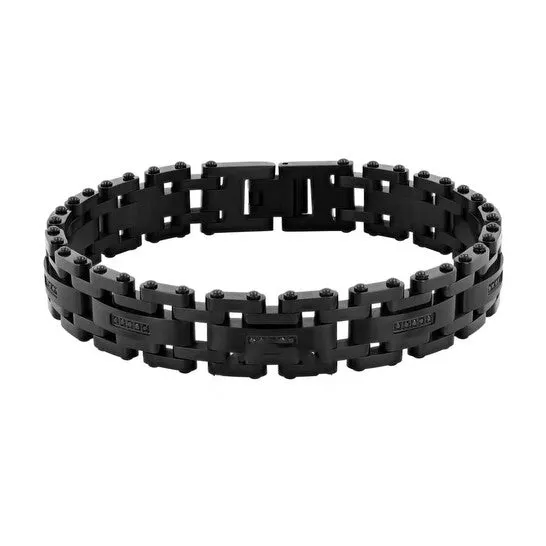JMS always Bracelets Original Robert Alton 16CTW Black Diamond Stainless Steel Mens Link Bracelet