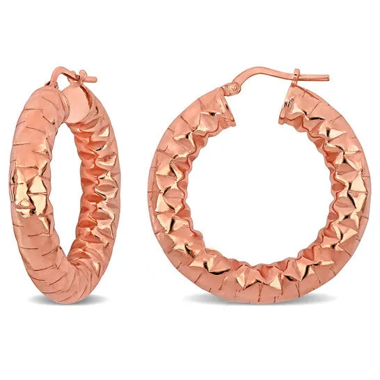JMS always Earrings Original AMOUR 315 Mm Diamond Cut Hoop Earrings In Rose Plated Sterling Silver JMS always Earrings Original AMOUR 315 Mm Diamond Cut Hoop Earrings In Rose Plated Sterling Silver