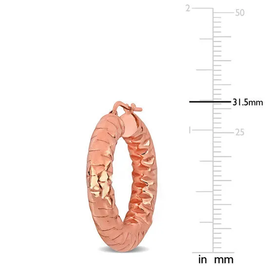 JMS always Earrings Original AMOUR 315 Mm Diamond Cut Hoop Earrings In Rose Plated Sterling Silver JMS always Earrings Original AMOUR 315 Mm Diamond Cut Hoop Earrings In Rose Plated Sterling Silver