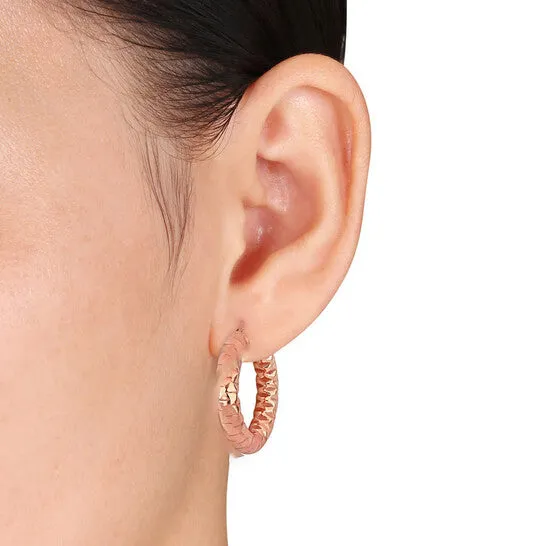 JMS always Earrings Original AMOUR 315 Mm Diamond Cut Hoop Earrings In Rose Plated Sterling Silver JMS always Earrings Original AMOUR 315 Mm Diamond Cut Hoop Earrings In Rose Plated Sterling Silver