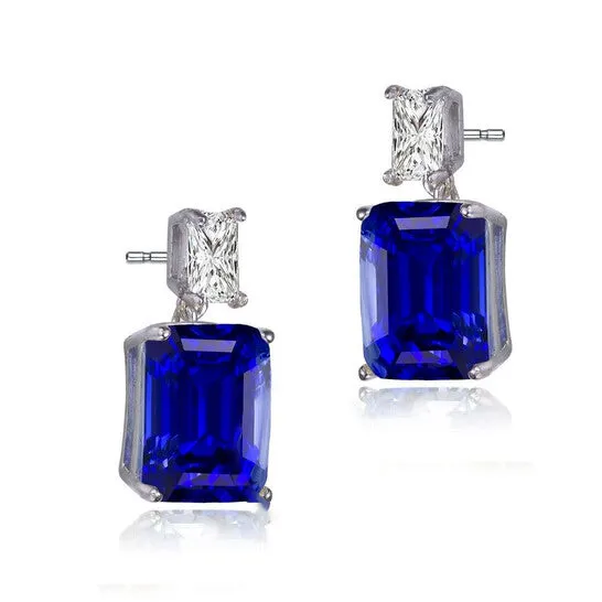 JMS always Earrings Original Megan Walford Sterling Silver Clear and Blue Cubic Zirconia Drop Earrings JMS always Earrings Original Megan Walford Sterling Silver Clear and Blue Cubic Zirconia Drop Earrings
