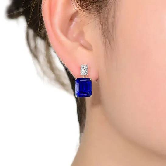 JMS always Earrings Original Megan Walford Sterling Silver Clear and Blue Cubic Zirconia Drop Earrings JMS always Earrings Original Megan Walford Sterling Silver Clear and Blue Cubic Zirconia Drop Earrings