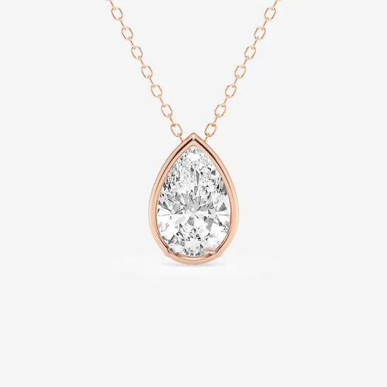 JMS always Necklaces Original Brilliant Diamond 200 cttw 14KT Rose Gold Bezel Setting PearCut Lab Grown Diamond Pendant Necklace for WomenVS2 JMS always Necklaces Original Brilliant Diamond 200 cttw 14KT Rose Gold Bezel Setting PearCut Lab Grown Diamond Pendant Necklace for WomenVS2