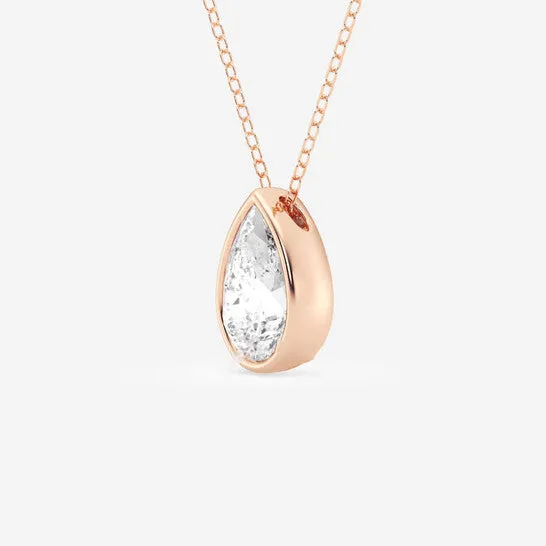 JMS always Necklaces Original Brilliant Diamond 200 cttw 14KT Rose Gold Bezel Setting PearCut Lab Grown Diamond Pendant Necklace for WomenVS2