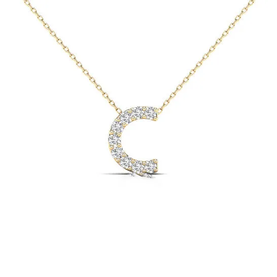 JMS always Necklaces Original Maulijewels 010 Carat Natural Round White Diamond Initial C Pendant Necklace In 14K Solid Yellow Gold With 18 Cable Chain JMS always Necklaces Original Maulijewels 010 Carat Natural Round White Diamond Initial C Pendant Necklace In 14K Solid Yellow Gold With 18 Cable Chain