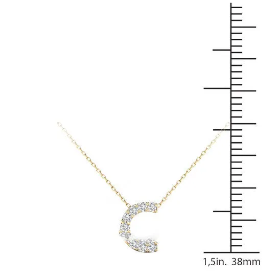 JMS always Necklaces Original Maulijewels 010 Carat Natural Round White Diamond Initial C Pendant Necklace In 14K Solid Yellow Gold With 18 Cable Chain JMS always Necklaces Original Maulijewels 010 Carat Natural Round White Diamond Initial C Pendant Necklace In 14K Solid Yellow Gold With 18 Cable Chain