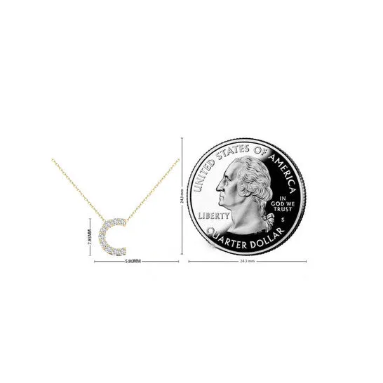JMS always Necklaces Original Maulijewels 010 Carat Natural Round White Diamond Initial C Pendant Necklace In 14K Solid Yellow Gold With 18 Cable Chain JMS always Necklaces Original Maulijewels 010 Carat Natural Round White Diamond Initial C Pendant Necklace In 14K Solid Yellow Gold With 18 Cable Chain