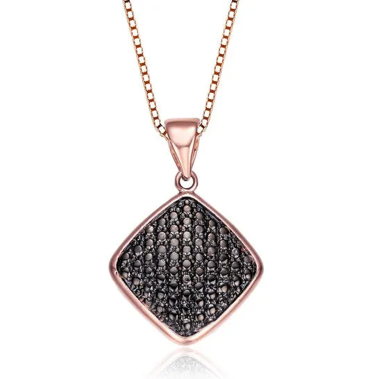 JMS always Necklaces Original Megan Walford Elegant Rose Over Sterling Silver Round Black Cubic Zirconia Diamond Pendant Necklace JMS always Necklaces Original Megan Walford Elegant Rose Over Sterling Silver Round Black Cubic Zirconia Diamond Pendant Necklace