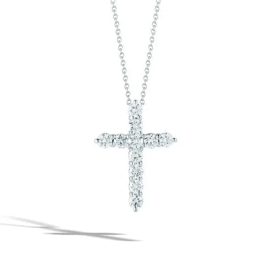 JMS always Necklaces Original Roberto Coin Tiny Treasures White Gold Diamond Cross Pendant Necklace 001857AWCHX0 JMS always Necklaces Original Roberto Coin Tiny Treasures White Gold Diamond Cross Pendant Necklace 001857AWCHX0