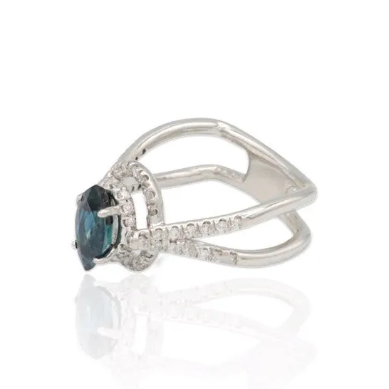 JMS always Original PreOwned 18K White Gold Diamond Sapphire Ring Rings