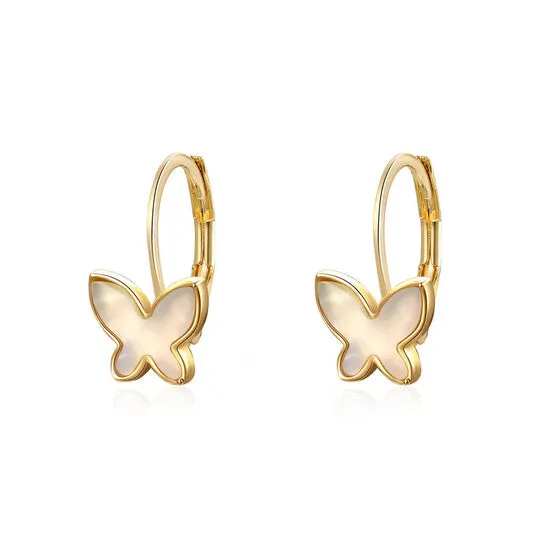 JMS always Original Rachel Glauber 14k Yellow Gold with Mother of Pearl Butterfly Inlay Dangle Drop Leverback Earrings Earrings JMS always Original Rachel Glauber 14k Yellow Gold with Mother of Pearl Butterfly Inlay Dangle Drop Leverback Earrings Earrings